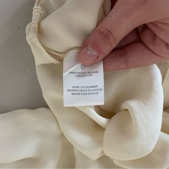 THEORY KEVINE SILK BUTTON TIE FRONT CROPPED SHEER LONG SLEEVE BLOUSE WHITE M - Picture 6 of 6